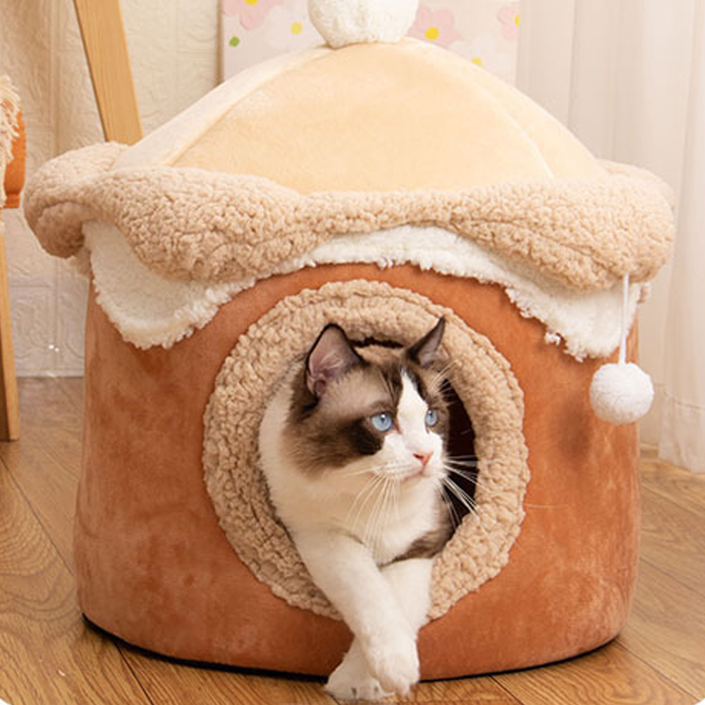 Fully Enclosed Cat Bed Deep Sleep Comfort Pet Bed