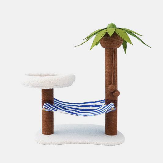 Tropical Palm Cat Tree with Hammock & Coconut Toys
