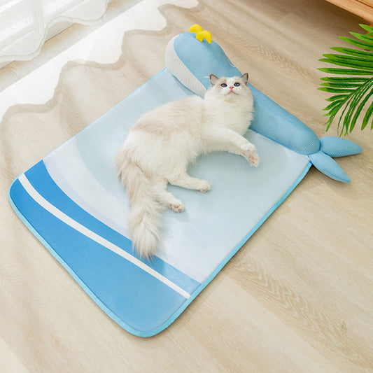 Blue Whale Pet Bed – Breathable Pillow Mat for Cats & Small Dogs
