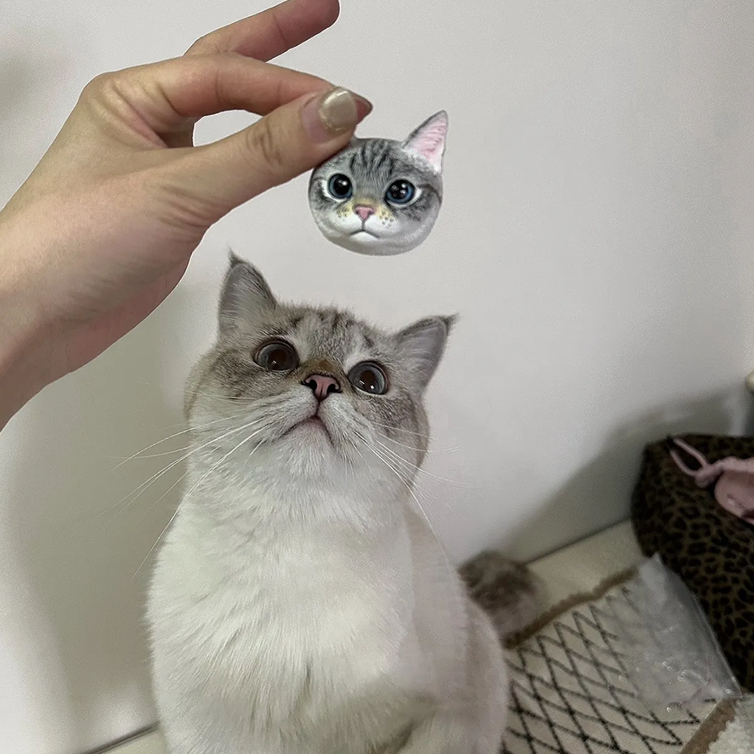 Hand-painted custom pet plaster head fridge magnet