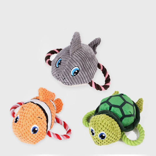 Nature Forme – Ocean Animal Rope Dog Toys with Squeaker & Tug Play