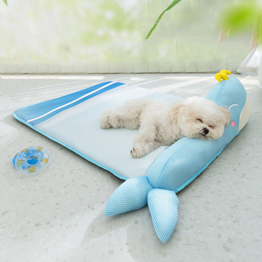 Blue Whale Pet Bed – Breathable Pillow Mat for Cats & Small Dogs