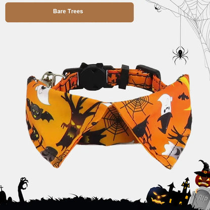 Halloween Pet Bow Tie Collar with Spooky Prints