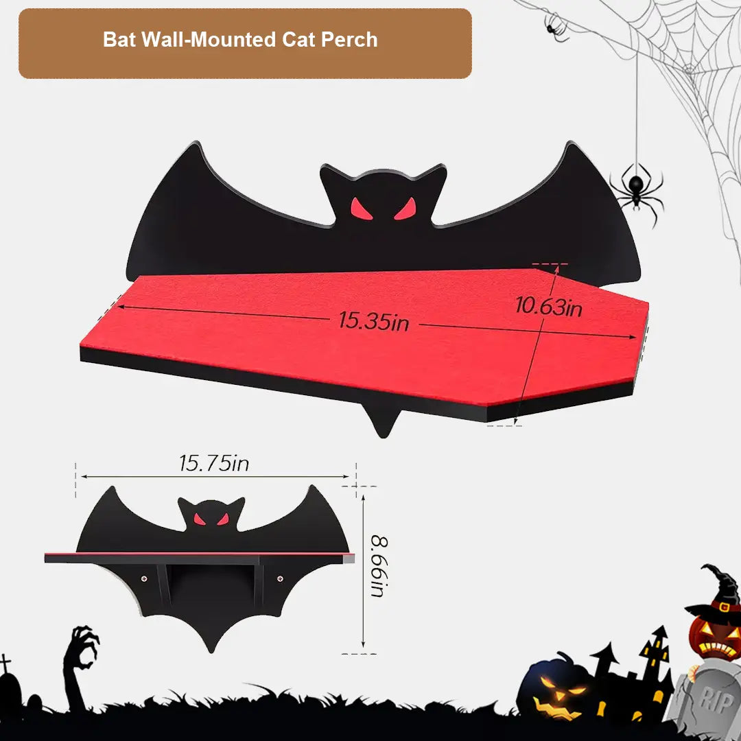Halloween Cartoon Bat Wall-Mounted Cat Perch