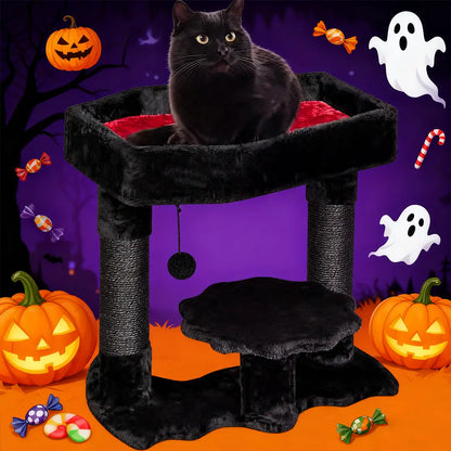 Halloween Bat Cat Scratching Post with Coffin Bed