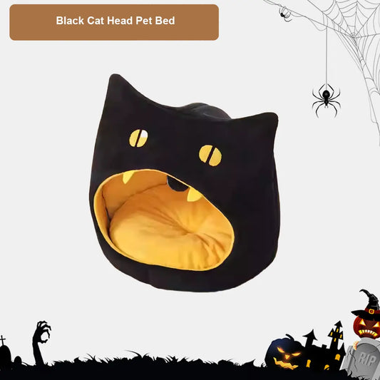 Halloween Black Cat Head Pet Bed