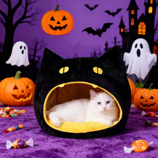 Halloween Black Cat Head Pet Bed