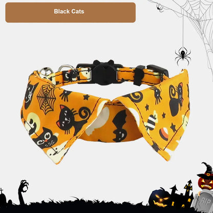 Halloween Pet Bow Tie Collar with Spooky Prints
