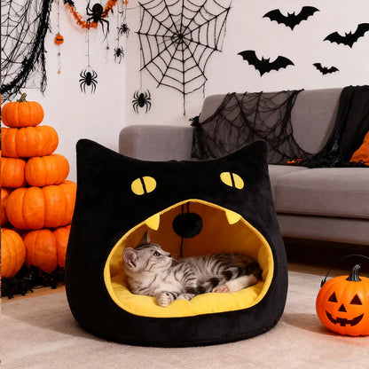 Halloween Black Cat Head Pet Bed