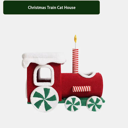 Pawsmas Christmas Train Cat House & Climbing Tower