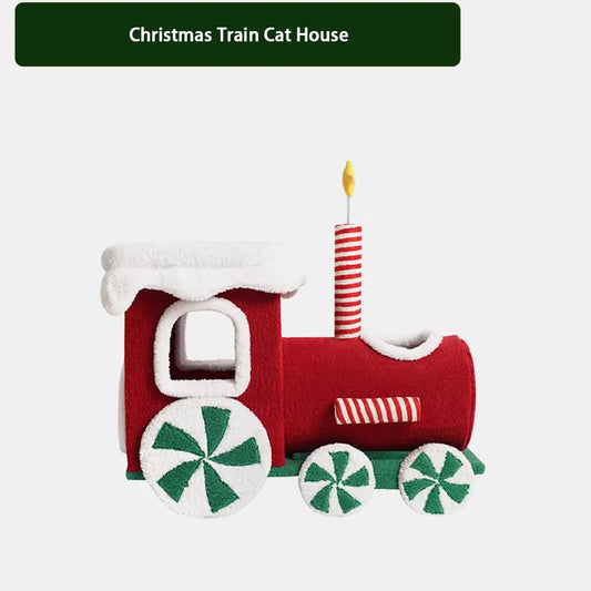 Pawsmas Christmas Train Cat House & Climbing Tower