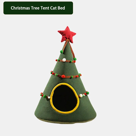 Pawsmas Christmas Tree Tent Cat Bed