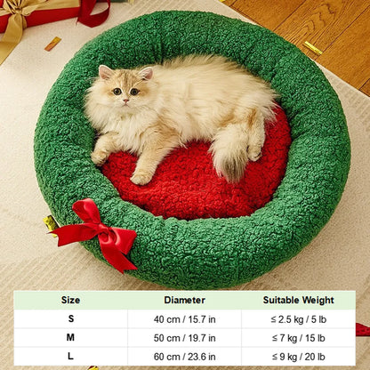 Pawsmas Christmas Wreath Donut Cat Bed
