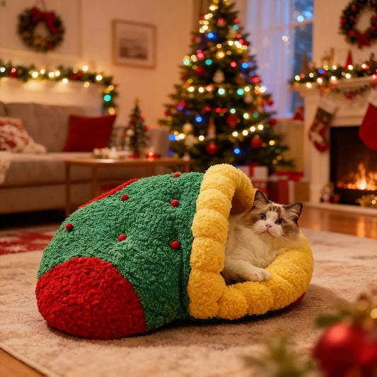 Pawsmas Christmas Stocking Sleeping Bag Cat Bed