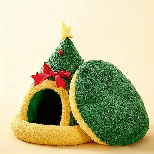 Pawsmas Christmas Tree Triangle Cat Cave Bed