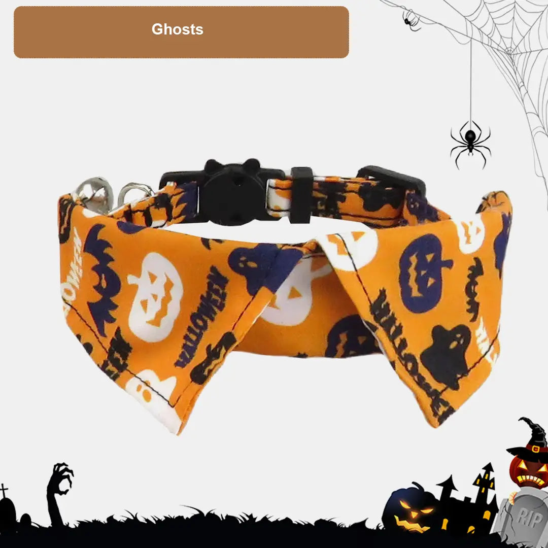 Halloween Pet Bow Tie Collar with Spooky Prints