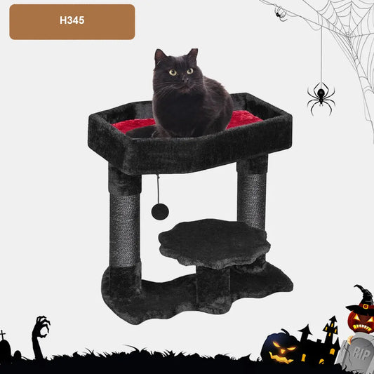 Halloween Bat Cat Scratching Post with Coffin Bed