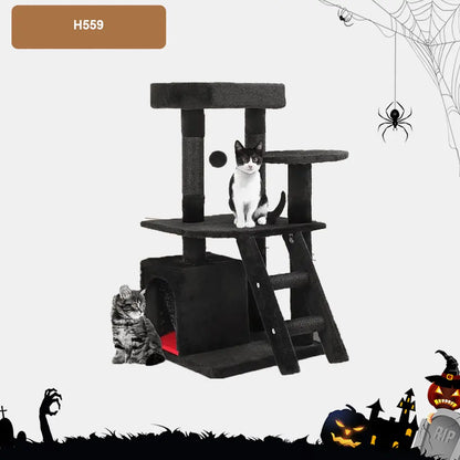 Halloween Bat Cat Scratching Post with Coffin Bed