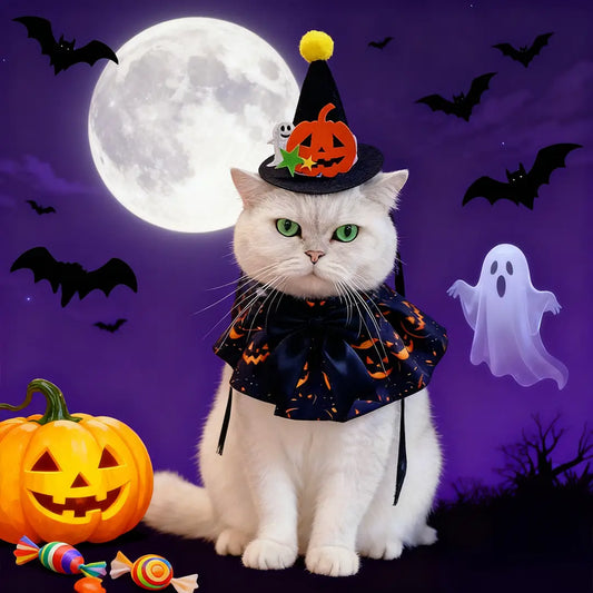 Halloween Pet Wizard Hat Costume Set