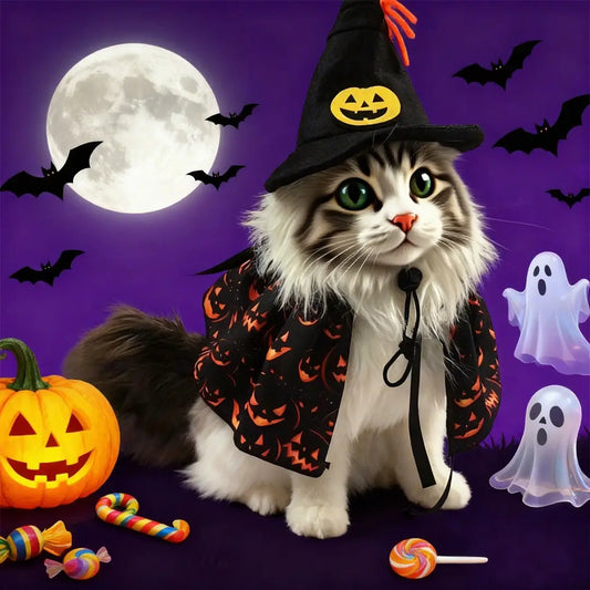 Halloween Pet Wizard Hat Costume Set