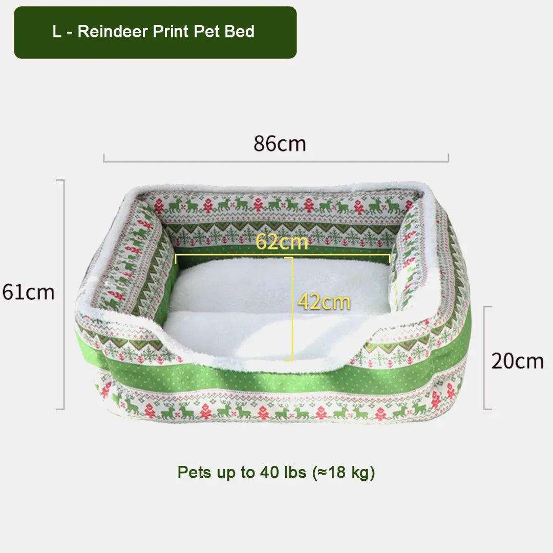 Pawsmas Reindeer Print Pet Bed