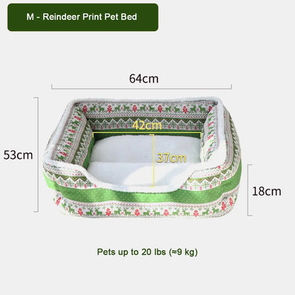 Pawsmas Reindeer Print Pet Bed