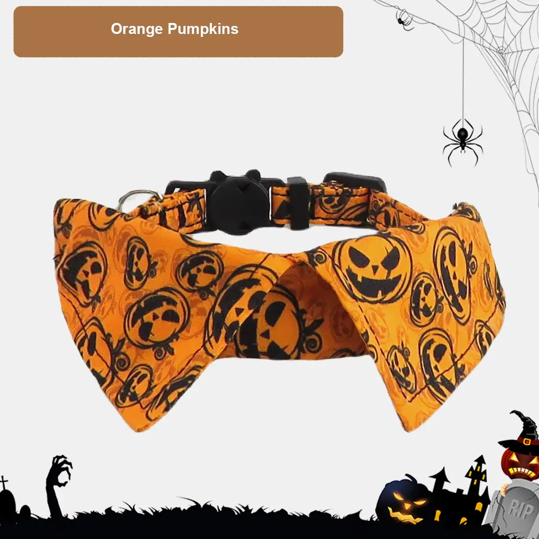 Halloween Pet Bow Tie Collar with Spooky Prints