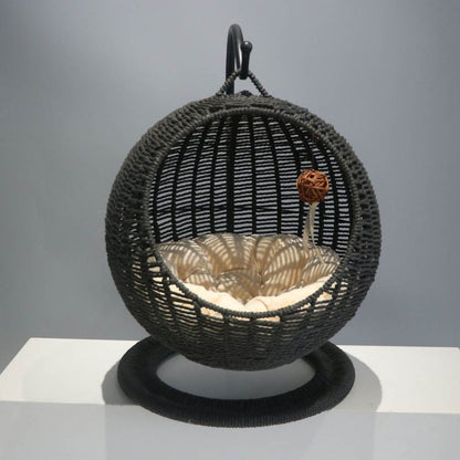 Natural seagrass woven hammock pet bed cat bed