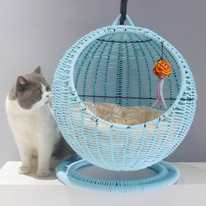 Natural seagrass woven hammock pet bed cat bed