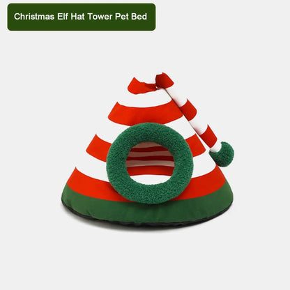 Pawsmas Christmas Elf Hat Tower Pet Bed