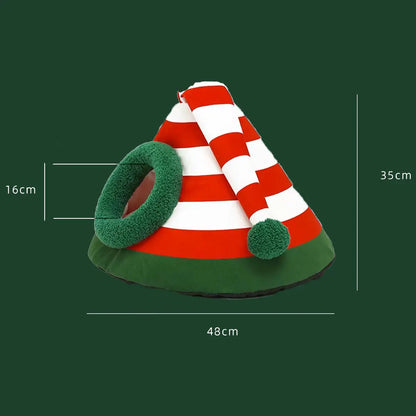 Pawsmas Christmas Elf Hat Tower Pet Bed