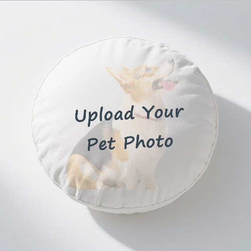 Personalized Round Pet Portrait Pillow via upload your pet photo
