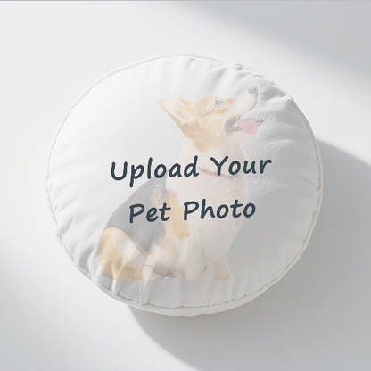 Personalized Round Pet Portrait Pillow via upload your pet photo