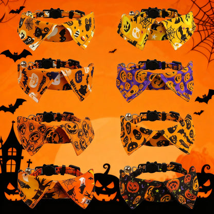 Halloween Pet Bow Tie Collar with Spooky Prints