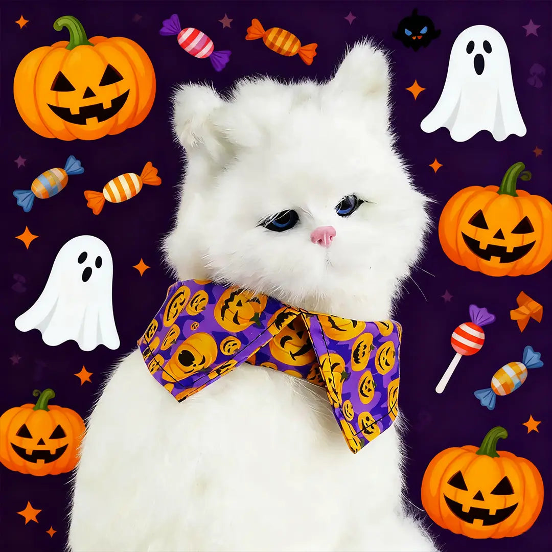 Halloween Pet Bow Tie Collar with Spooky Prints