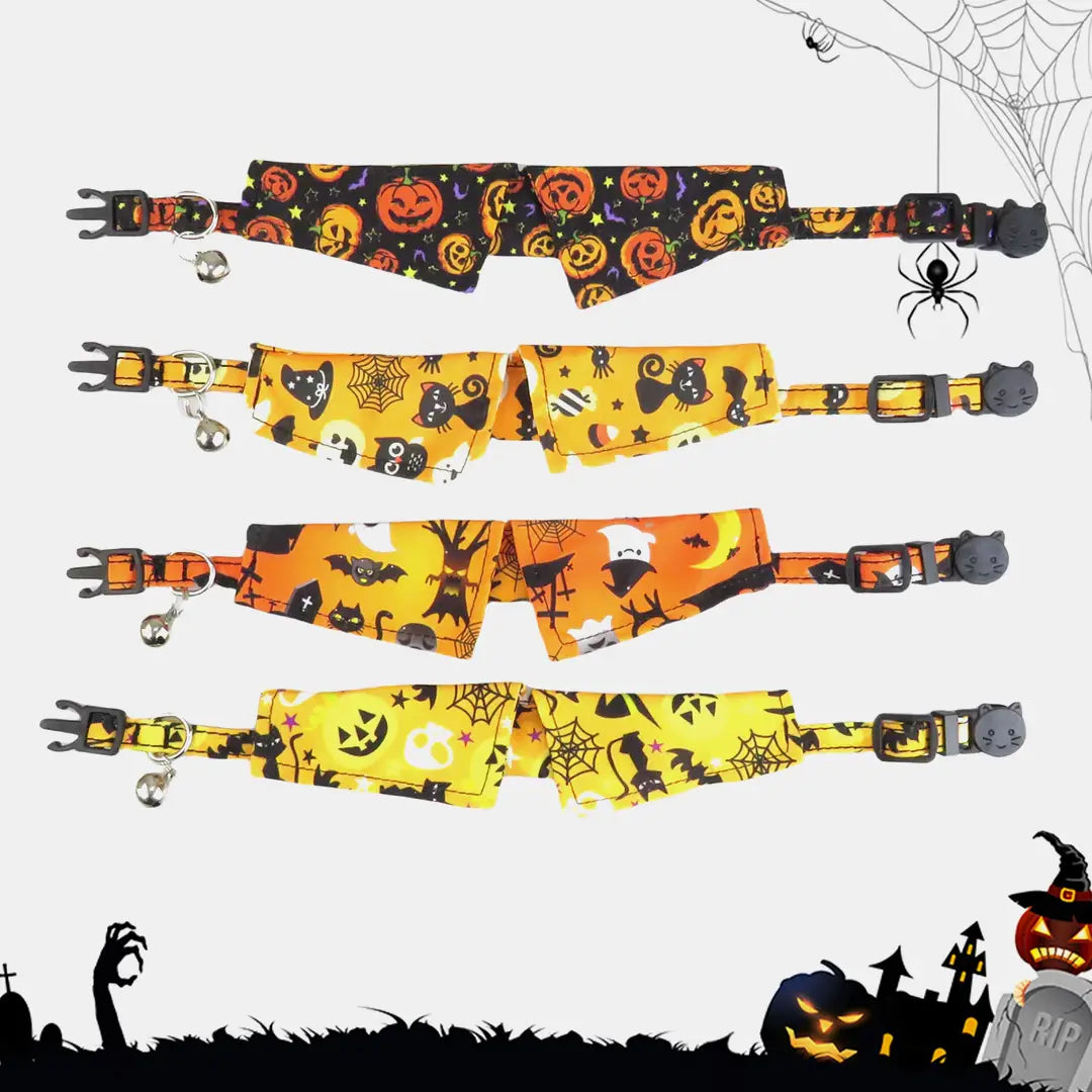 Halloween Pet Bow Tie Collar with Spooky Prints