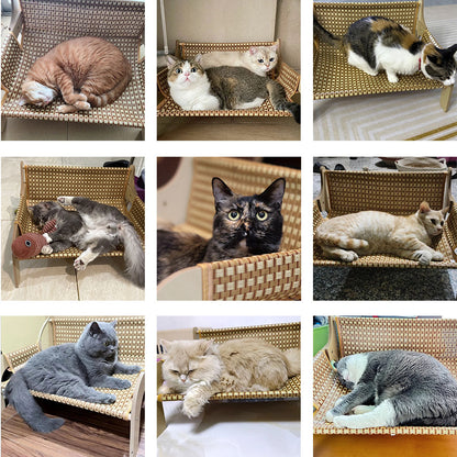 Rattan Pet Cat Bed Cooling Mat Sofa Lounger
