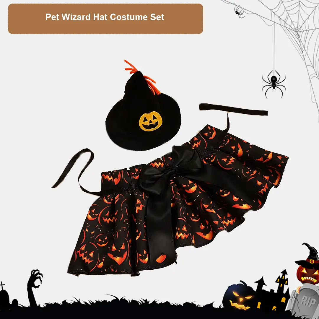 Halloween Pet Wizard Hat Costume Set