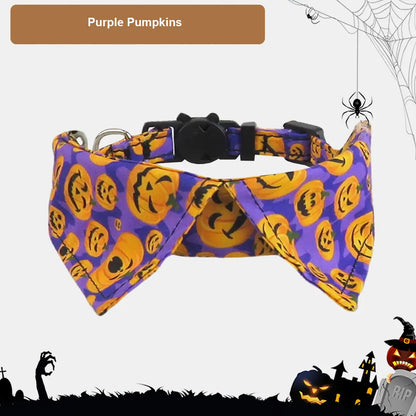 Halloween Pet Bow Tie Collar with Spooky Prints