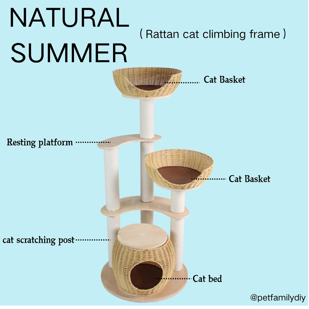 Rattan Cat Bed Cat Tree Tower structure