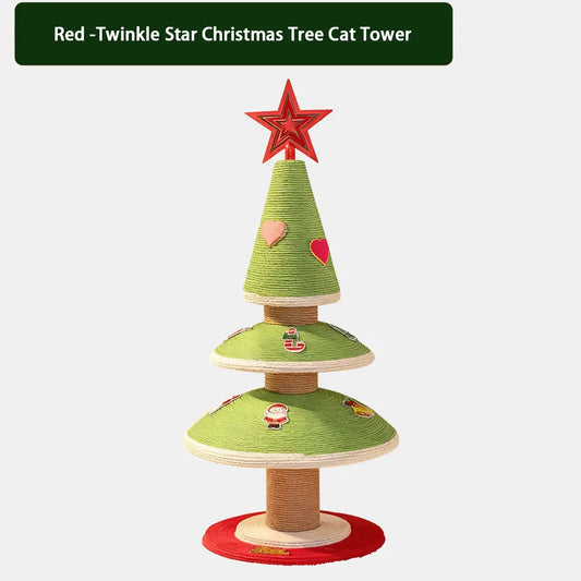 Pawsmas Twinkle Star Christmas Tree Cat Tower