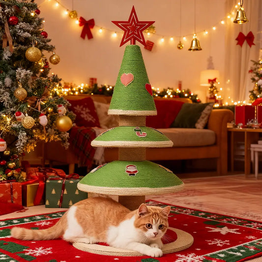 Pawsmas Twinkle Star Christmas Tree Cat Tower