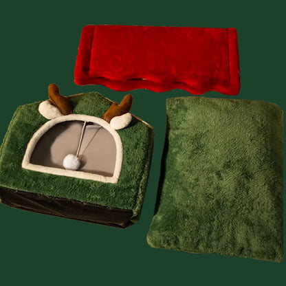 Pawsmas Reindeer Cat House