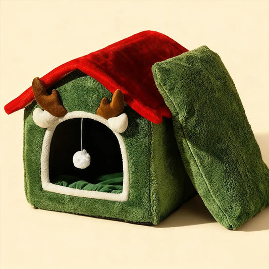 Pawsmas Reindeer Cat House