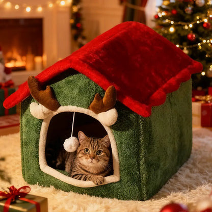 Pawsmas Reindeer Cat House