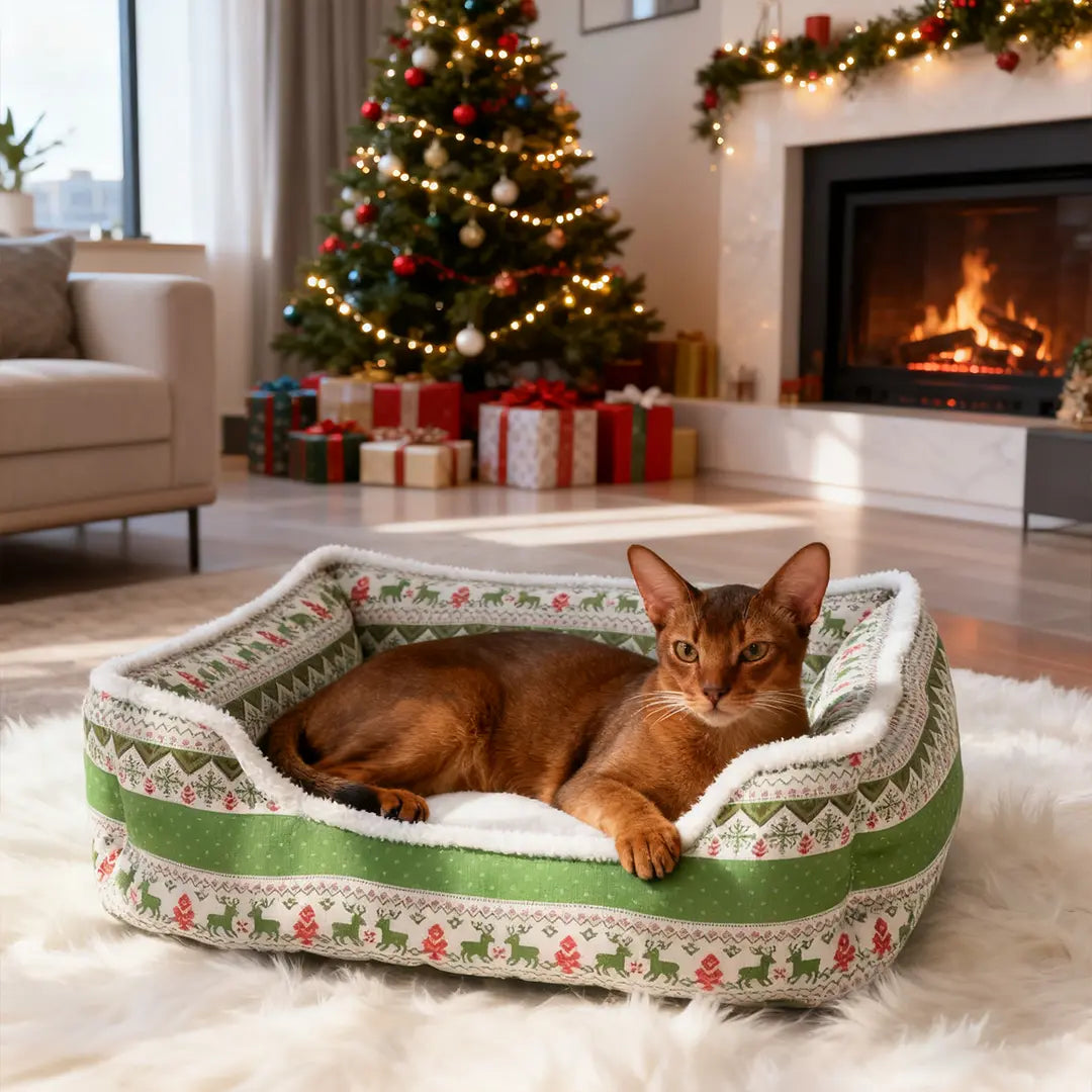 Pawsmas Reindeer Print Pet Bed