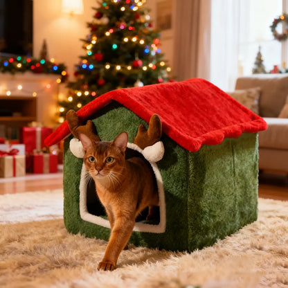 Pawsmas Reindeer Cat House