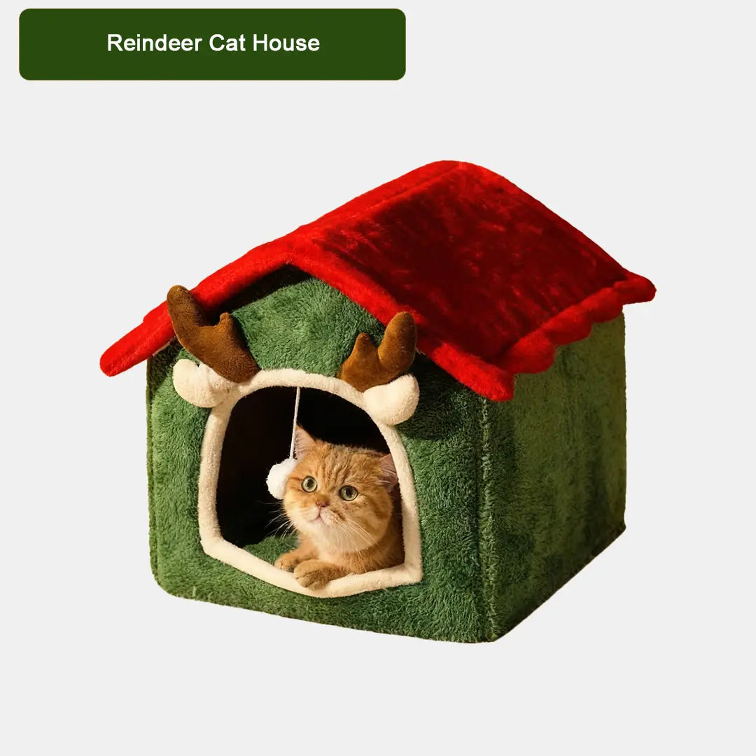 Pawsmas Reindeer Cat House