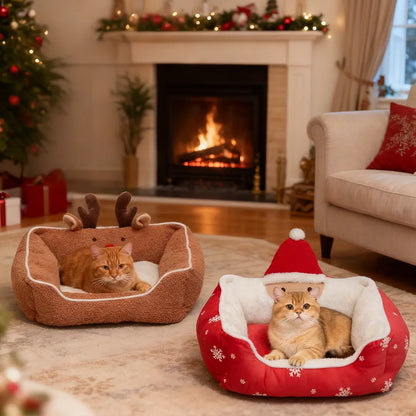 Pawsmas Santa & Reindeer Pet Bed