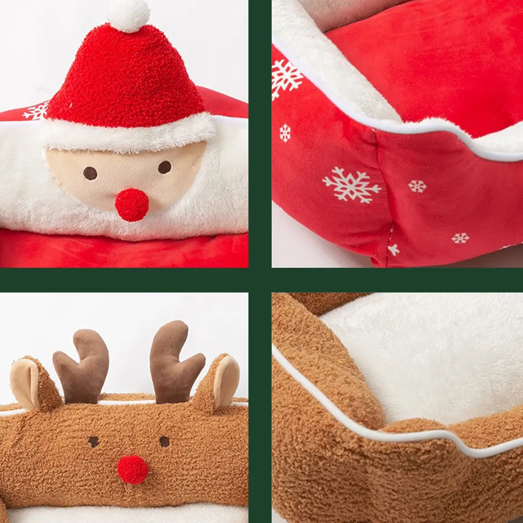 Pawsmas Santa & Reindeer Pet Bed